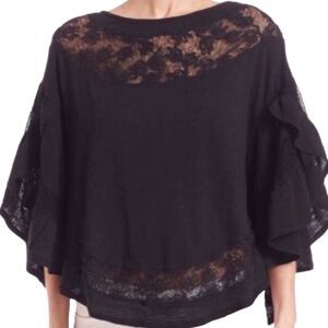 Free People Love Affair lace ruffle sleeve top black medium